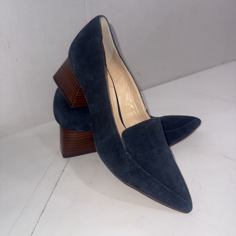 Sole Society Mavis Business Casual Blue Suede Velvet Pointed Toe Heels Size 7
